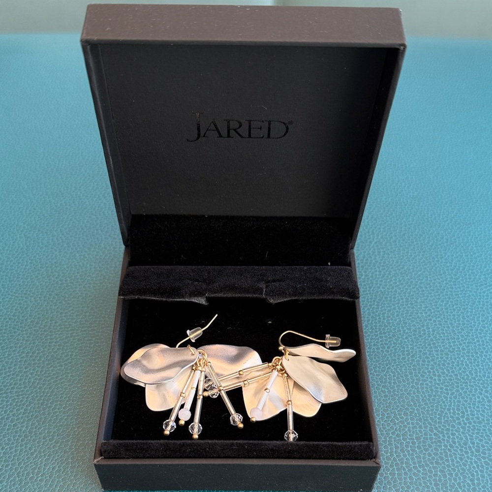 Red Elegant Silver and Gold Earrings